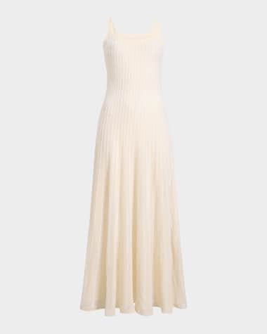 Khaite Thora Cashmere Pintelle Knit Maxi Dress With Cape