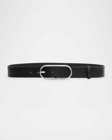 Rag & Bone Rebound Logo Engraved Leather Belt