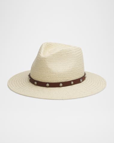 Rag & Bone Cabochon Gemstone Straw Fedora