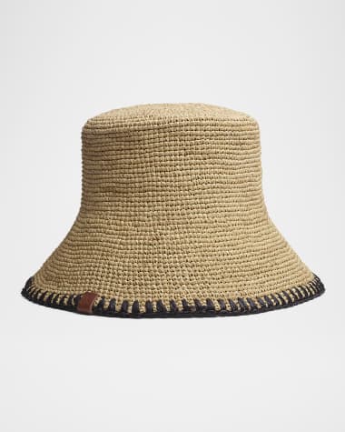 Rag & Bone Jade Rollable Whipstitch Raffia Bucket Hat