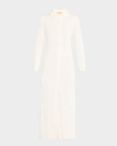 Guest in Residence Showtime Silk-Linen Maxi Shirtdress