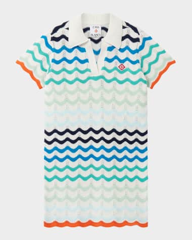 CASABLANCA Girl's Beach Club Crochet Wave Knit Dress, Size 3T-14