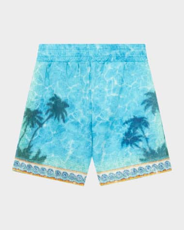 CASABLANCA Boy's Pool-Print Beach Club Shorts, Size 3T-14