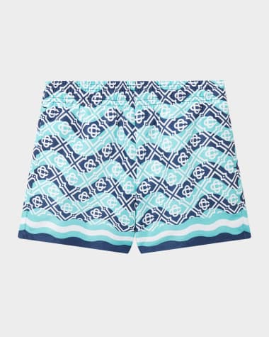 CASABLANCA Boy's Monogram-Print Swim Shorts, Size 3T-14