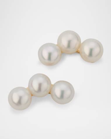 POPPY FINCH Baby Pearl Trio Stud Earrings