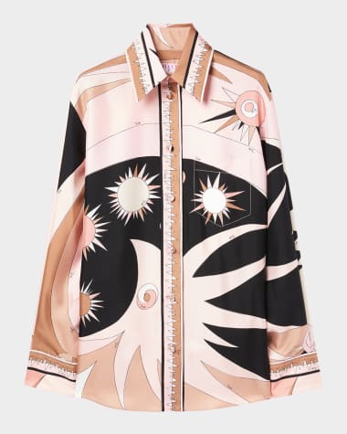 Emilio Pucci Stella Print Silk Oversized Shirt