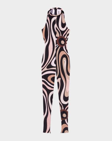 Emilio Pucci Marmo Print Sleeveless Catsuit
