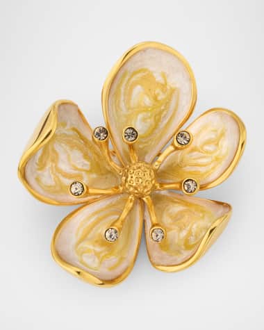 Oscar de la Renta Cherry Blossom Enamel Brooch