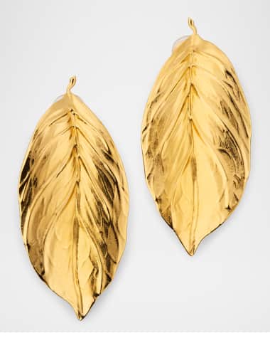 Oscar de la Renta Large Leaf Statement Earrings