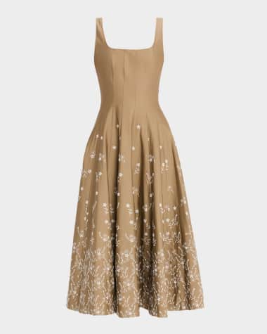 STAUD Wells Poplin Midi Dress