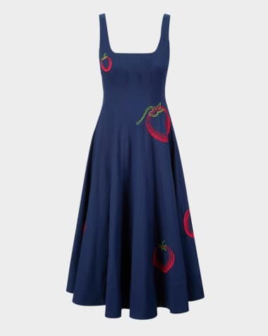 STAUD Wells Poplin Midi Dress