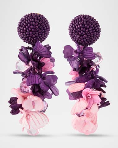 Oscar de la Renta Plexy and Raffia Flowers Earrings
