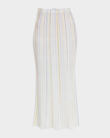 Gabriela Hearst Celeano Striped Plisse Midi Skirt