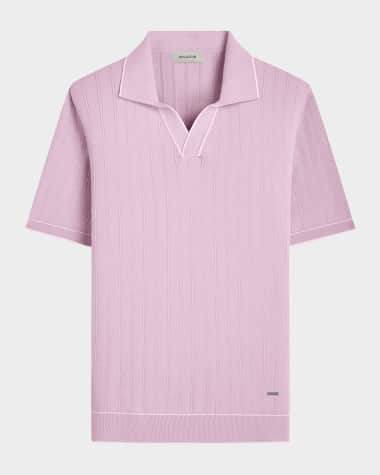 Bugatchi Men's Short-Sleeve Sweater with Johnny Collar