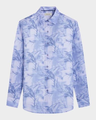 Bugatchi Men's Julian Printed Linen Sport Shirt