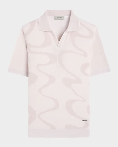 Bugatchi Men's Short-Sleeve Polo Sweater with Johnny Collar