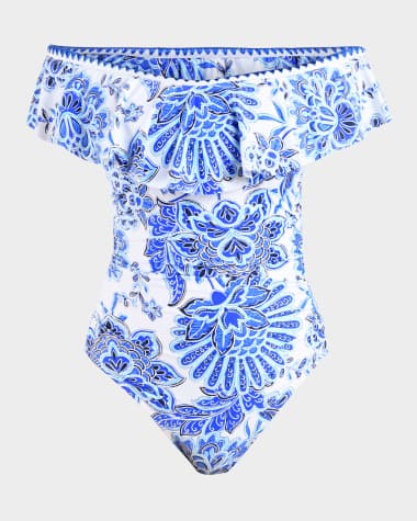 La Blanca Beyond Off-Shoulder Ruffle One-Piece Swimsuit