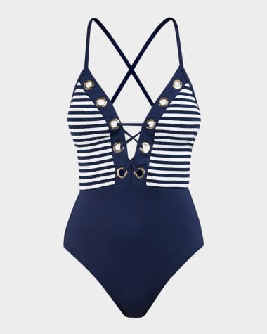 La Blanca Sail Plunge One-Piece Swimsuit