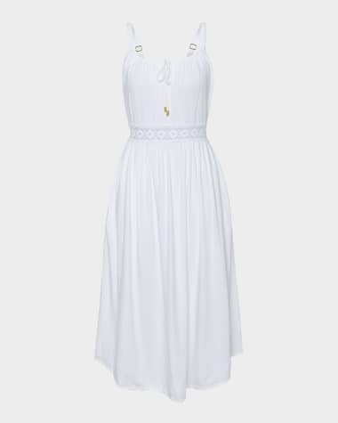 La Blanca Lakeside Crochet-Trim Midi Dress