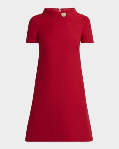 Valentino Garavani Crepe Couture Crystal Heart Mini Dress