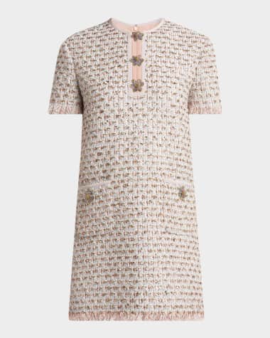 Valentino Garavani Ribbon Tweed Frayed Mini Dress