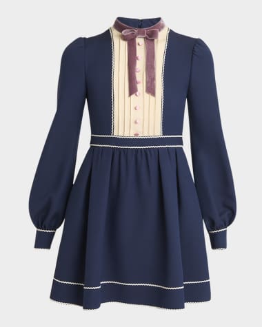 Valentino Garavani Pleated Pintuck Bow-Front Mini Dress