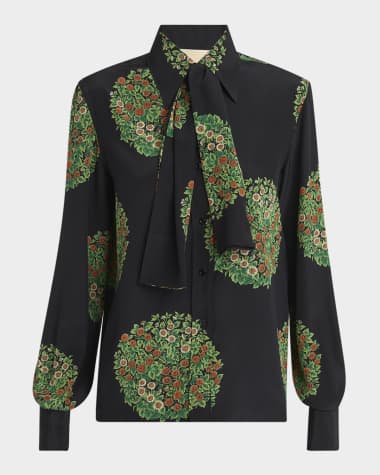 Valentino Garavani Floral-Print Silk Crepe De Chine Shirt