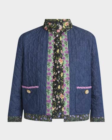 Valentino Garavani Open-Front Quilted Chambray Jacket