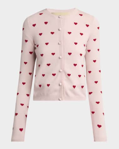 Valentino Garavani Jacquard Hearts Wool-Cashmere Cardigan