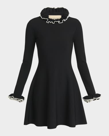 Valentino Garavani Ruffle-Trim Knit Mini Sweater Dress