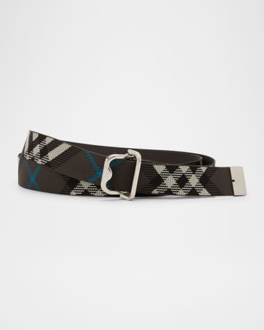 Burberry Men's Check Webbing B-Buckle Belt