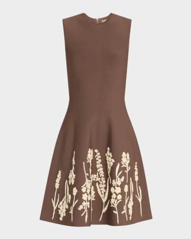 Lela Rose Floral Embroidered Sleeveless Mini Dress
