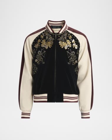 Valentino Garavani Men's Velvet Embroidered Full-Zip Blouson