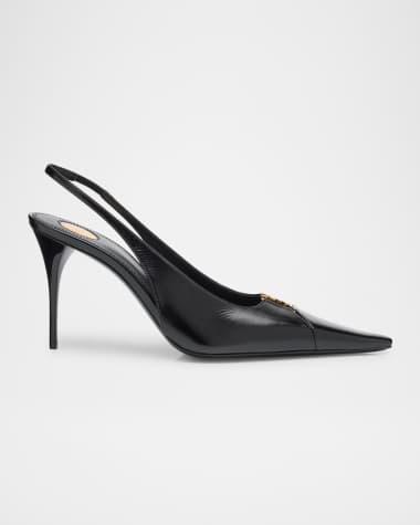 Saint Laurent Babylone Leather YSL Slingback Pumps