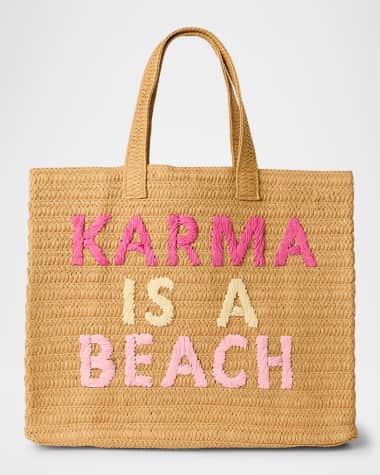 BTB Los Angeles Karma is a Beach Straw Tote Bag
