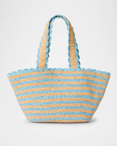 BTB Los Angeles Odesa Striped Straw Tote Bag