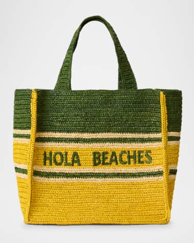 BTB Los Angeles Hola Beaches Straw Boxy Tote Bag
