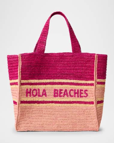 BTB Los Angeles Hola Beaches Straw Boxy Tote Bag