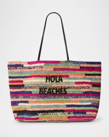 BTB Los Angeles Hola Beaches Multicolor Straw Tote Bag