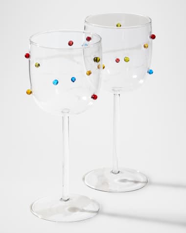 Neiman Marcus Colorful Beaded Wine Glasses, 16.8 oz. - Set of 2