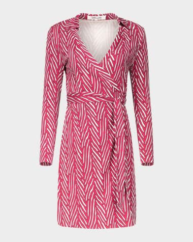 Diane von Furstenberg Jeanne Herringbone Silk Mini Wrap Dress