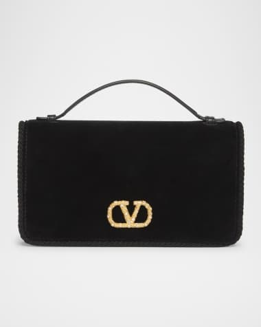 Valentino Garavani VLOGO Signature Suede Wallet with Chain Strap