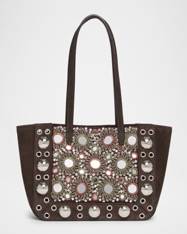 Valentino Garavani Nellcote Mirror-Embellished Suede Mini Tote Bag
