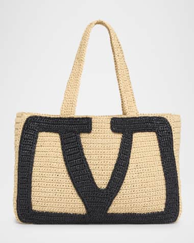 Valentino Garavani Viva Superstar Crochet Raffia Large Tote Bag