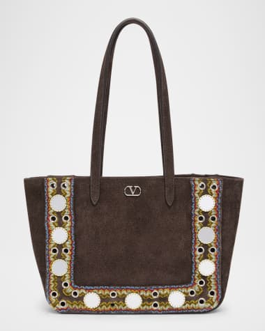 Valentino Garavani Nellcote Mirror-Embellished Suede Mini Tote Bag