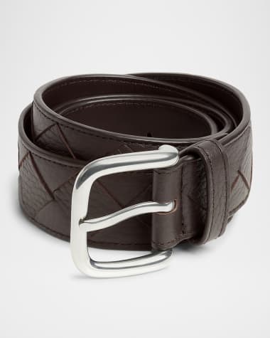 Bottega Veneta Men's Intrecciato Leather Belt