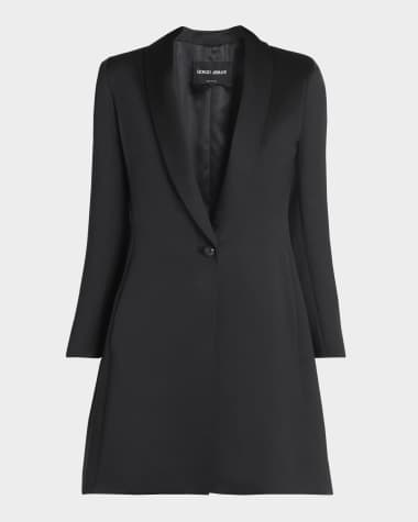 Giorgio Armani Crystal Button Silk Single-Breasted Long Jacket