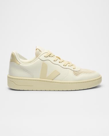 VEJA V-10 Bicolor Leather Low-Top Sneakers