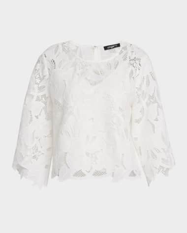 Ungaro Vienna Embroidered Floral Lace Blouse
