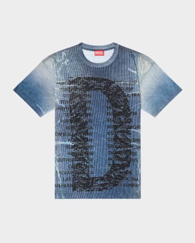 Diesel Men's Ribbed D-Print T-Shirt